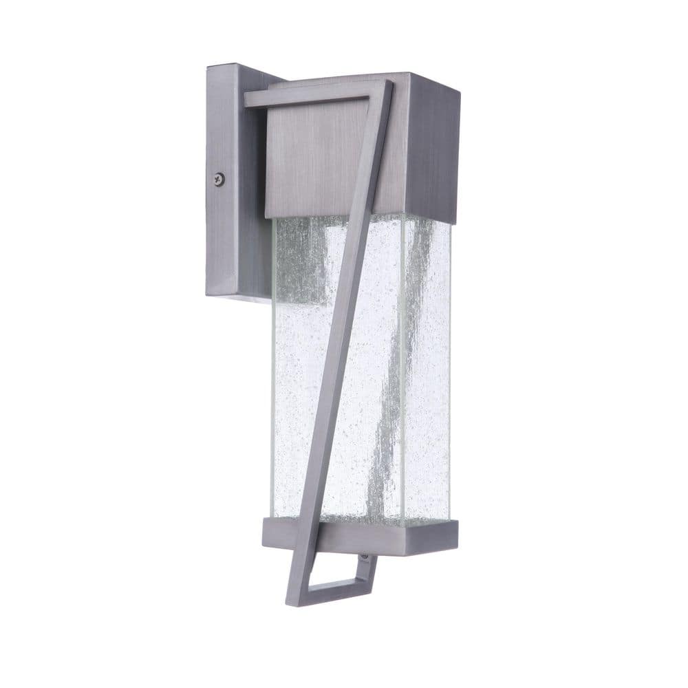 Bryce 14 in. Silver Finish Outdoor Hardwired Integrated LED Wall Lantern Sconce w/ Clear Seeded Glass price history on PriceWatchPro