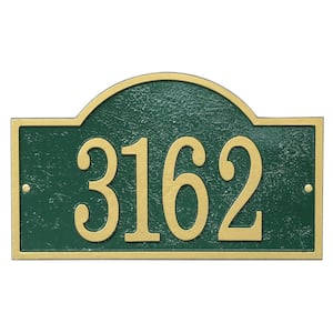 Fast and Easy Arch House Number Plaque, Green/Gold