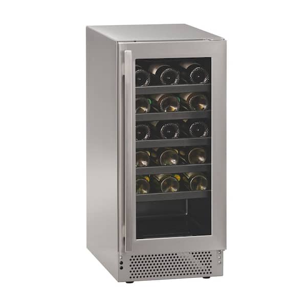 Marvel 25 Bottle Wine Cooler 15 in. Stainless Steel Glass Door