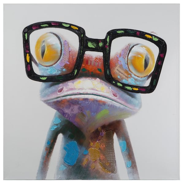 Yosemite Home Decor 20 in. H x 20 in. W "Hipster Froggy II" Artwork in Cotton Canvas Wall Art