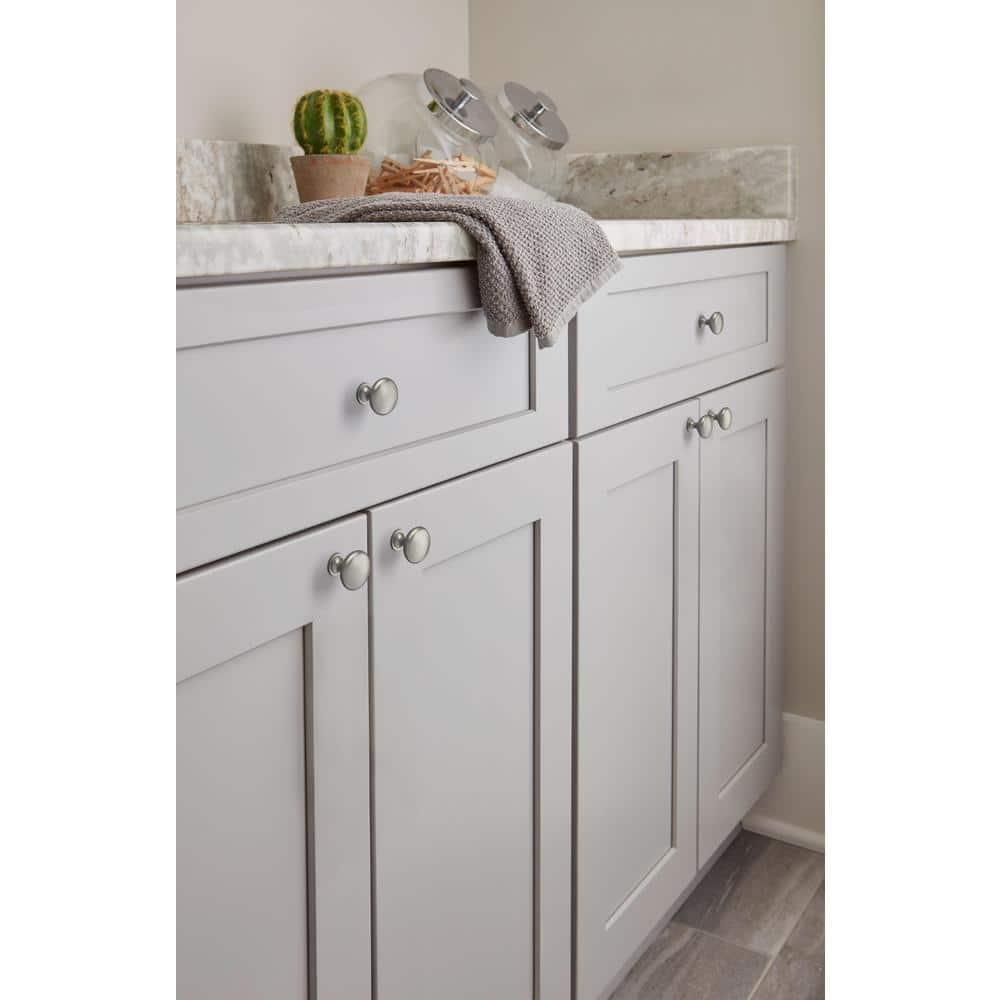 Satin Nickel Round Cabinet Knob with Mounting Hardware
