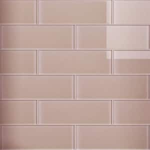 Crystile Beige 4 in. X 12 in. Glossy Glass Subway Tile (10 sq. ft./Case)