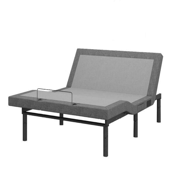Renanim Adjustable Gray Bed Frame King USB, Dual Massage, UnderBed