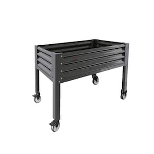 48 in. x 24 in. x 35 in. Large Patio Outdoor Gray Rectangular Anti-Rust Galvanized Steel Raised Garden Beds with Wheels