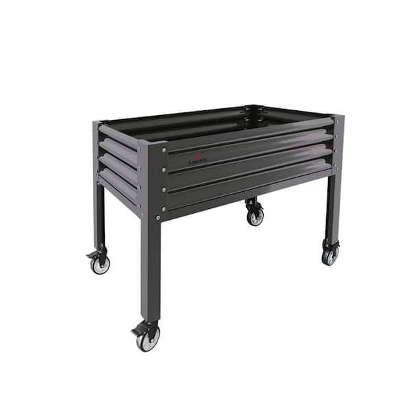 48 in. x 24 in. x 35 in. Large Patio Outdoor Gray Rectangular Anti-Rust Galvanized Steel Raised Garden Beds with Wheels