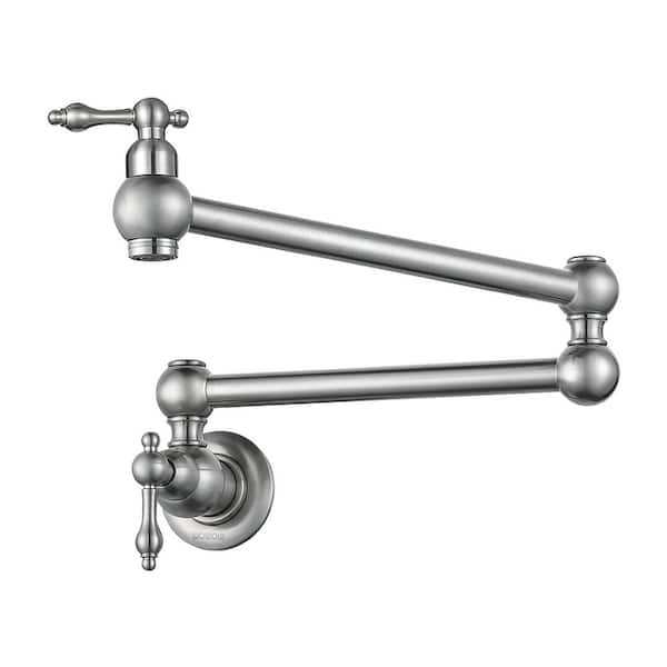 AVITAS Wall Mounted Pot Filler with Level Handle in Brushed Nickel