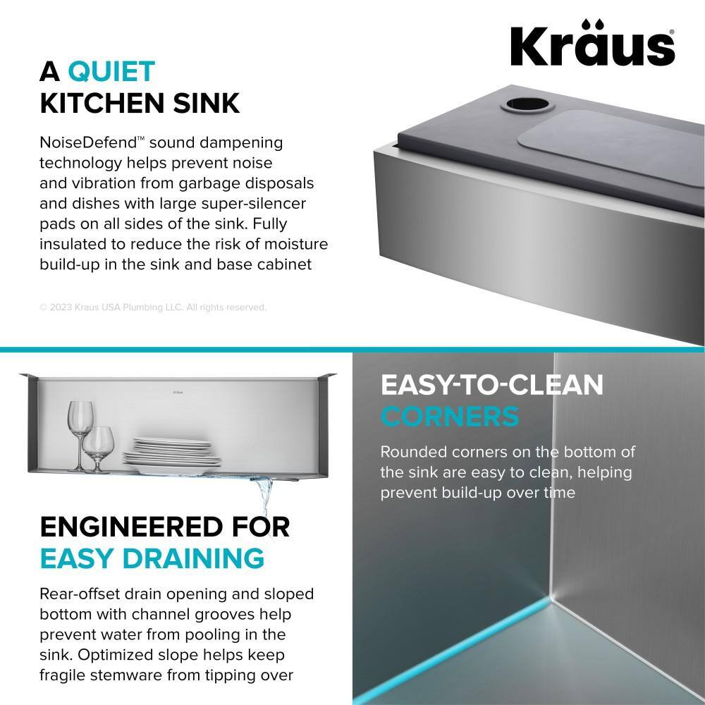 Kore 30-Inch Stainless Steel Farmhouse Workstation Sink with Accessories