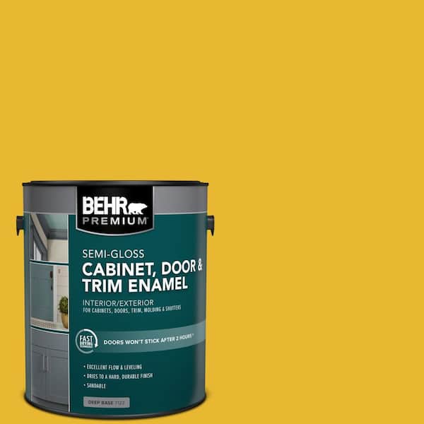 BEHR PREMIUM 1 gal. #OSHA-6 OSHA SAFETY YELLOW Semi-Gloss Enamel Interior/Exterior Cabinet, Door & Trim Paint