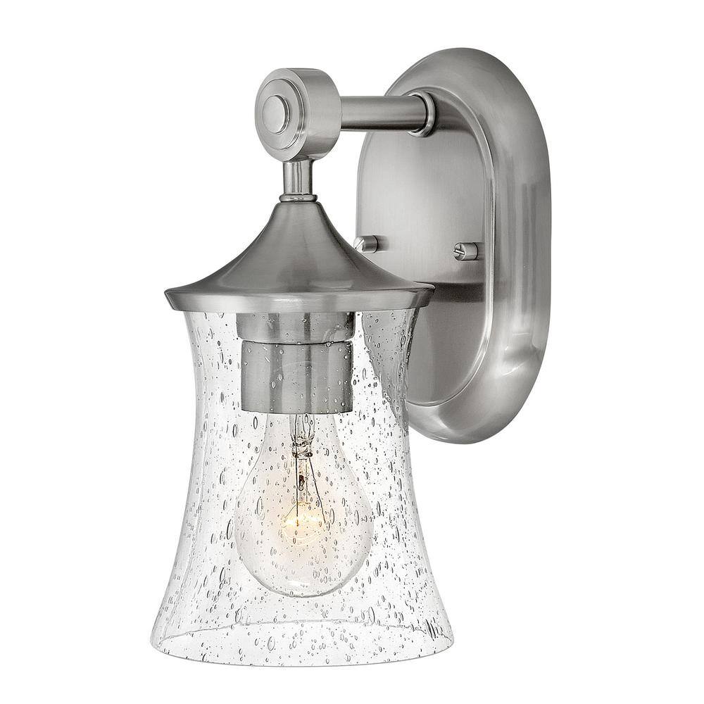 Brushed Nickel 1-Light Bath Sconce with Clear Seedy Glass