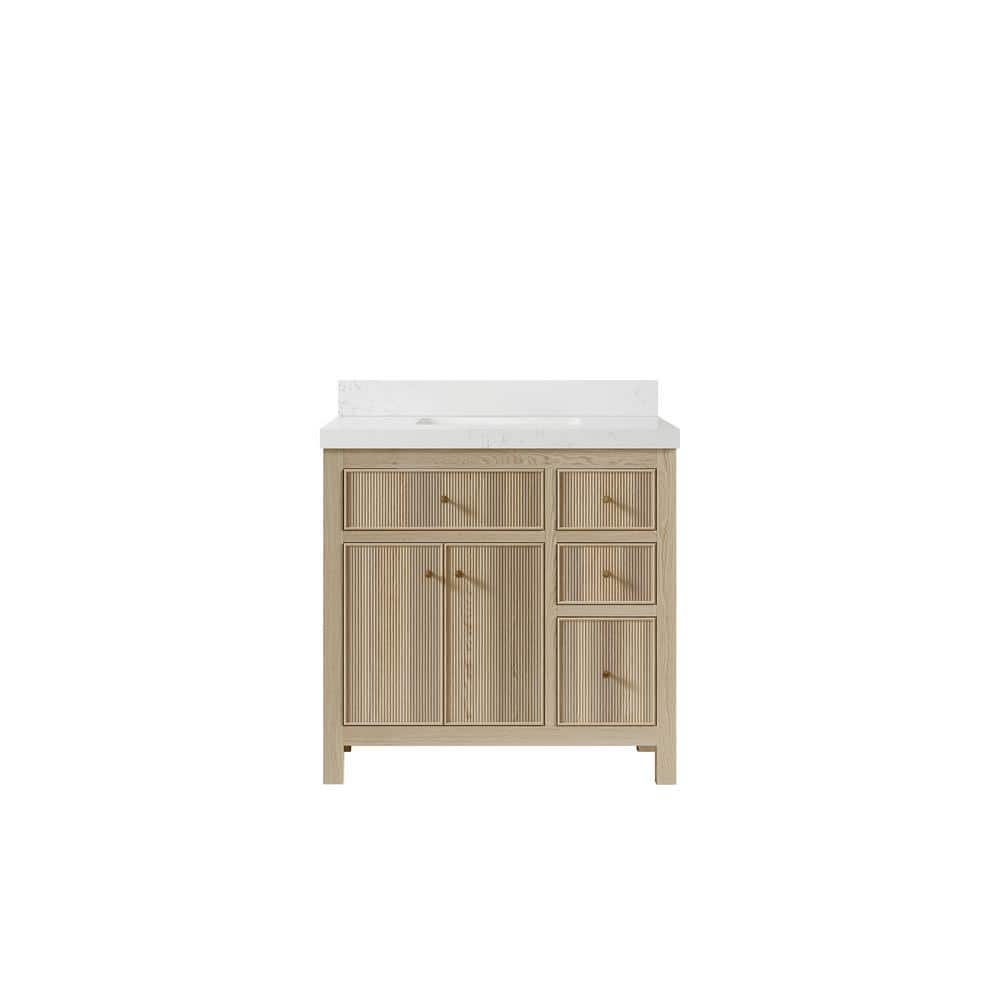 Sonoma Oak 36 in. W x 22 in. D x 36 in. H Single Sink Bath Vanity Center in White Oak with 2 in. Empira Quartz Top price history on PriceWatchPro