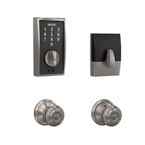 Century Satin Nickel Electronic Touch Keyless Touchscreen Deadbolt with Thumbturn and Georgian Knob
