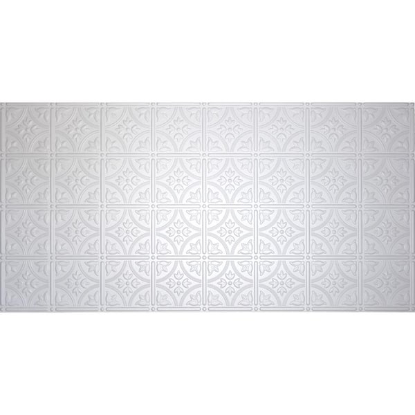 Global Specialty Products Dimensions Faux 2 ft. x 4 ft. Tin Style Ceiling and Wall Tiles in White