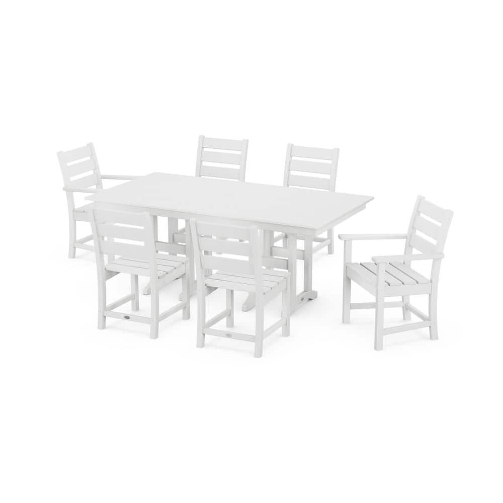 POLYWOOD Grant Park White 7Piece Plastic Rectangular Lawn Furniture