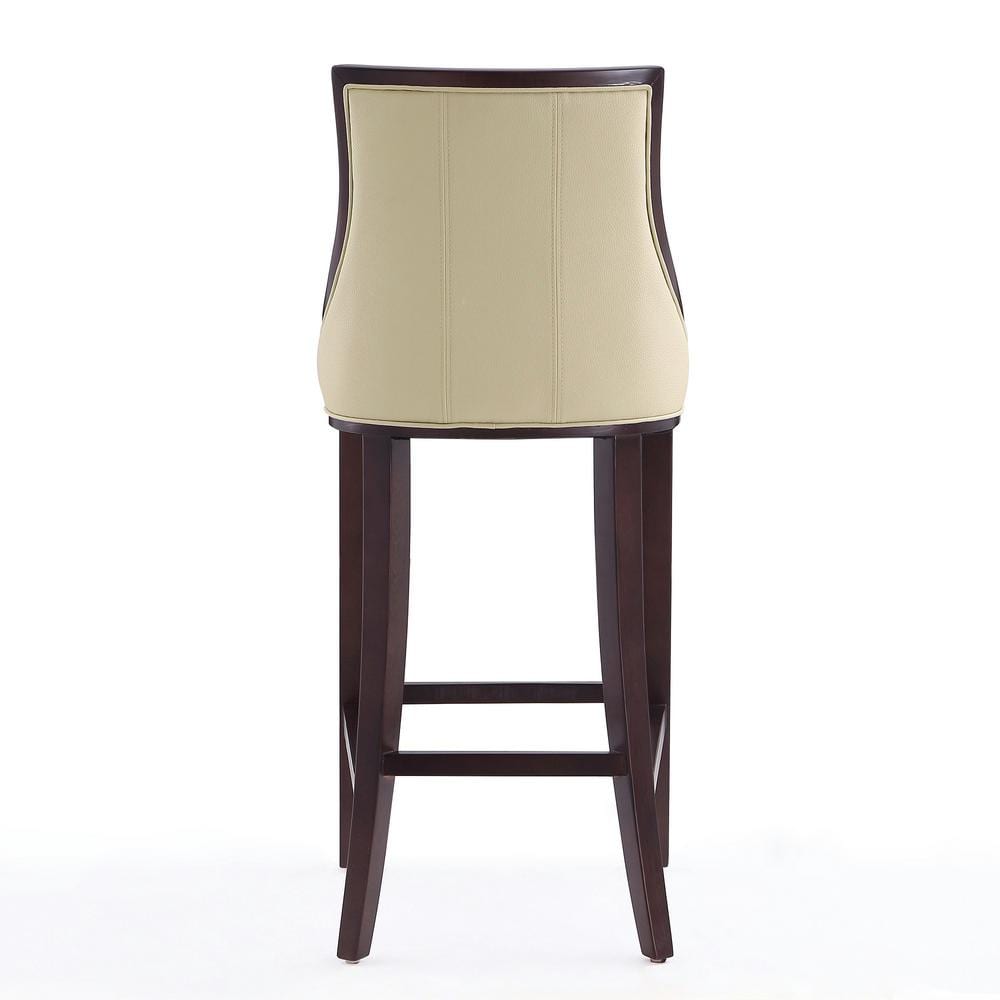 Cream Upholstered Wood Barstool with Channeling