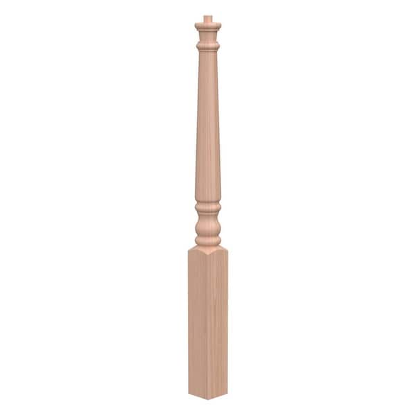 EVERMARK Stair Parts 4010 43 in. x 3 in. Unfinished Red Oak Pin Top Starting Newel Post for Stair Remodel