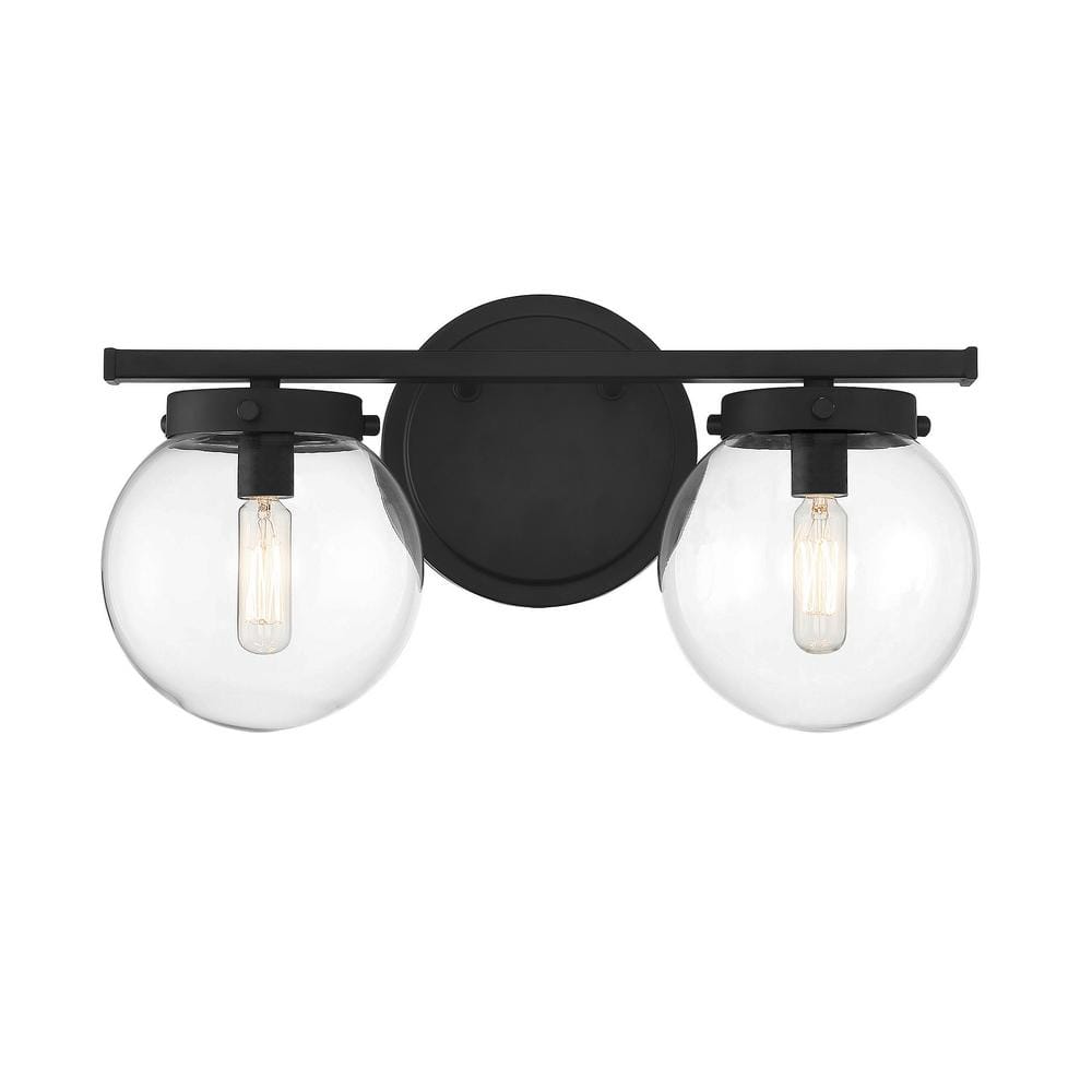 TUXEDO PARK LIGHTING 16 in. W x 8 in. H 2-Light Matte Black Bathroom ...