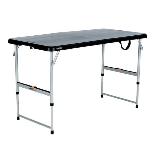 Lifetime 4 ft. One Hand Adjustable Height Fold in Half Resin Table Black 80977 The Home Depot