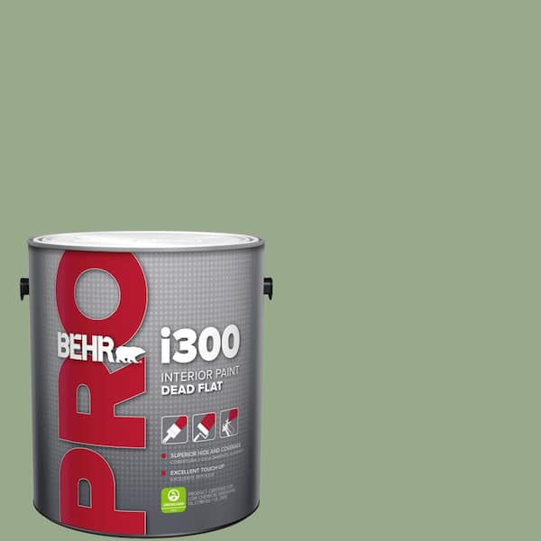 BEHR PRO 1 gal. PPU1105 Pesto Green Dead Flat Interior Paint PR31301