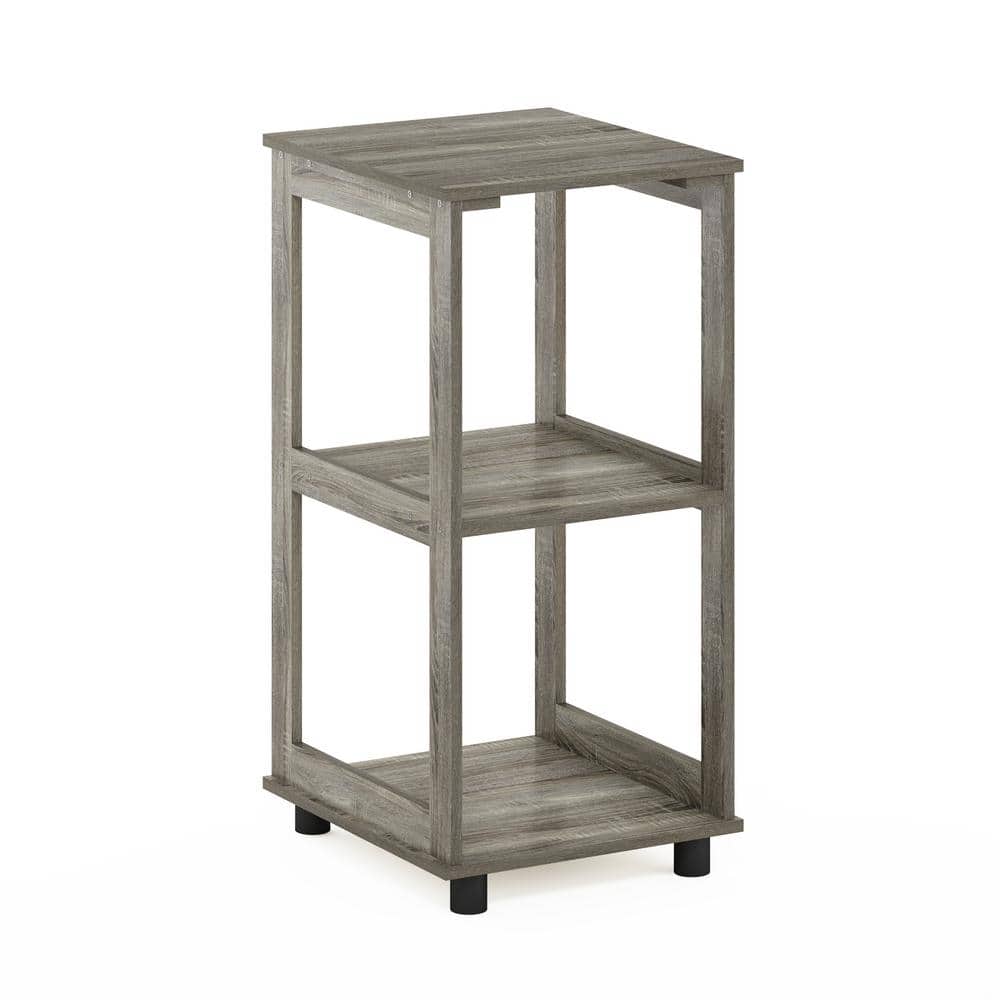 Modern French Oak Wood 2-Tier Rectangular End Table