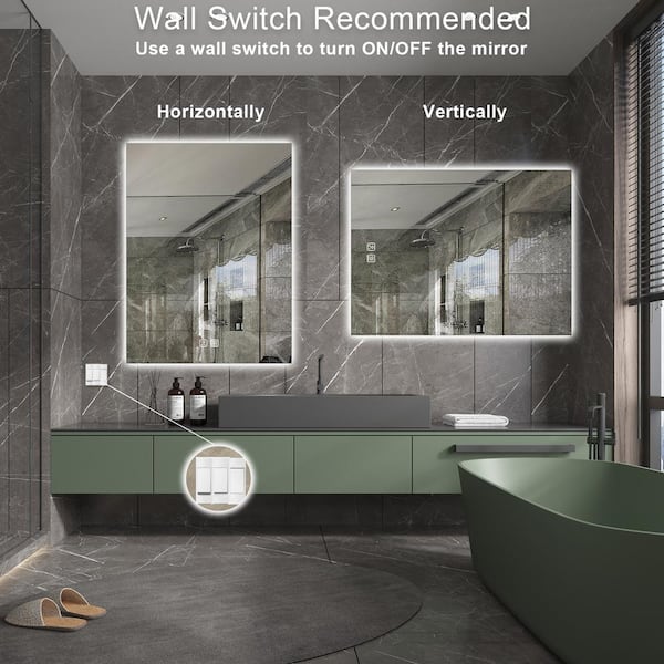 HOMLUX 32 in. W x 32 in. H Round Frameless LED Light with 3-Color and  Anti-Fog Wall Mounted Bathroom Vanity Mirror 96FB004795 - The Home Depot