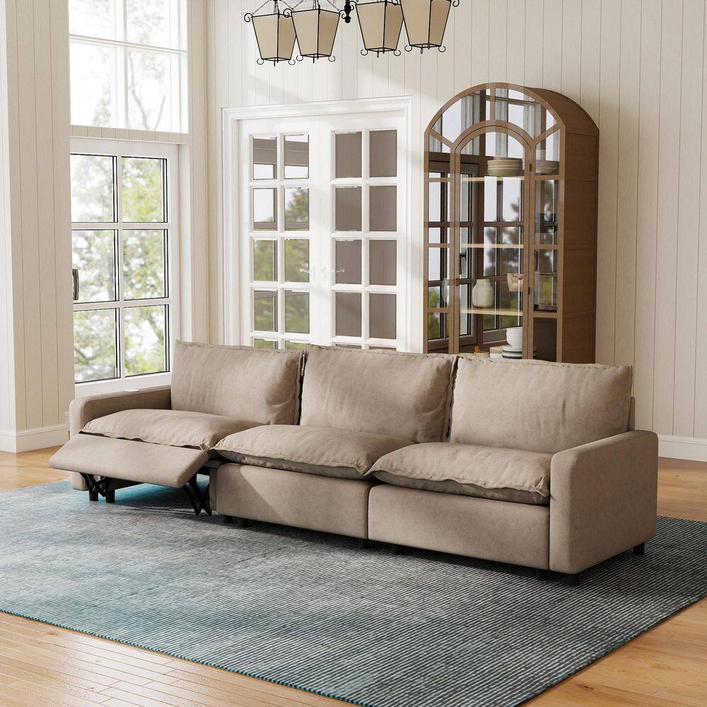 Power Recliner Couch, 83 in. Square Arm 3-Piece Linen Modular Motion Sectional Sofa with Heating, USB Ports in. Khaki price history on PriceWatchPro