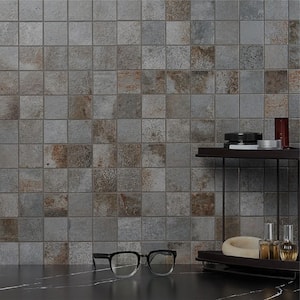 Angela Harris Fuller Graphite 11.81 in. x 11.81 in. Matte Porcelain Floor and Wall Mosaic Tile (0.96 sq. ft./Each)