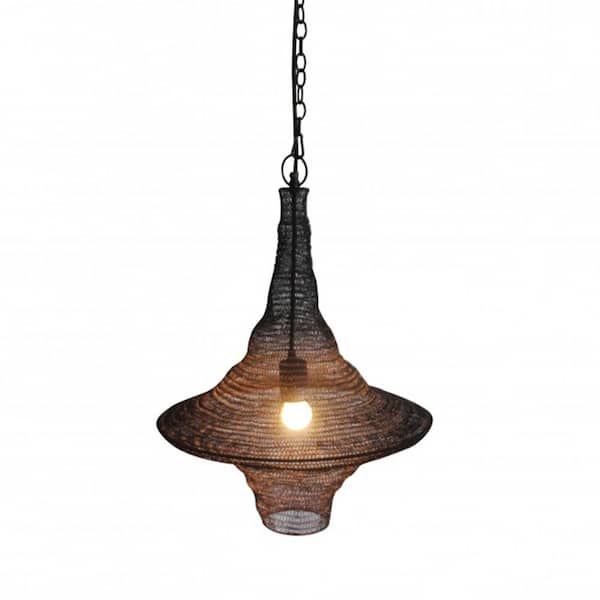 Unbranded Markey 60-Watt 1 Gold Cone Mini Pendant Light with Woven Metal Shade and Incandescent