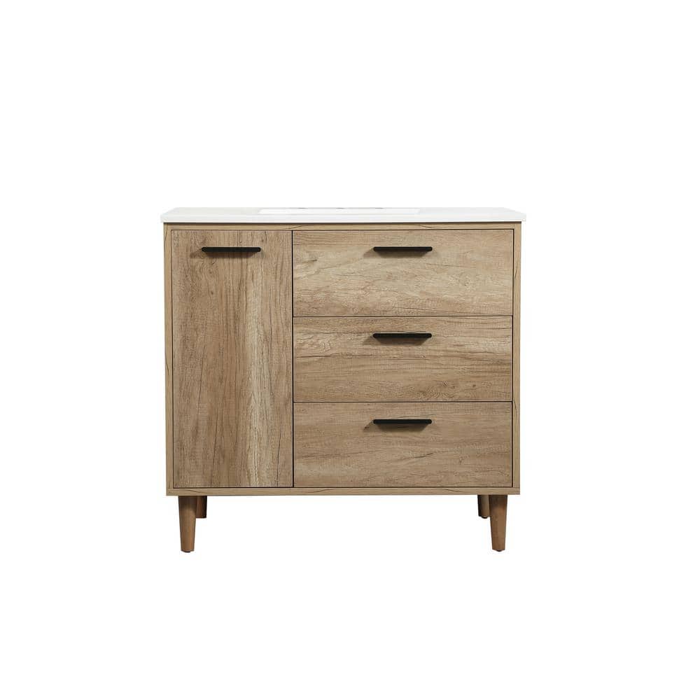 Timeless Home 36 in. W x 22 in. D x 34 in. H Bath Vanity in Natural Oak wit