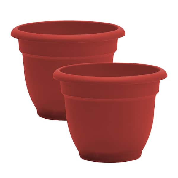 Bloem Ariana 7 in. H x 8.75 in. W Plastic Decorative Pot Planters, Burnt Red (2-Pack)