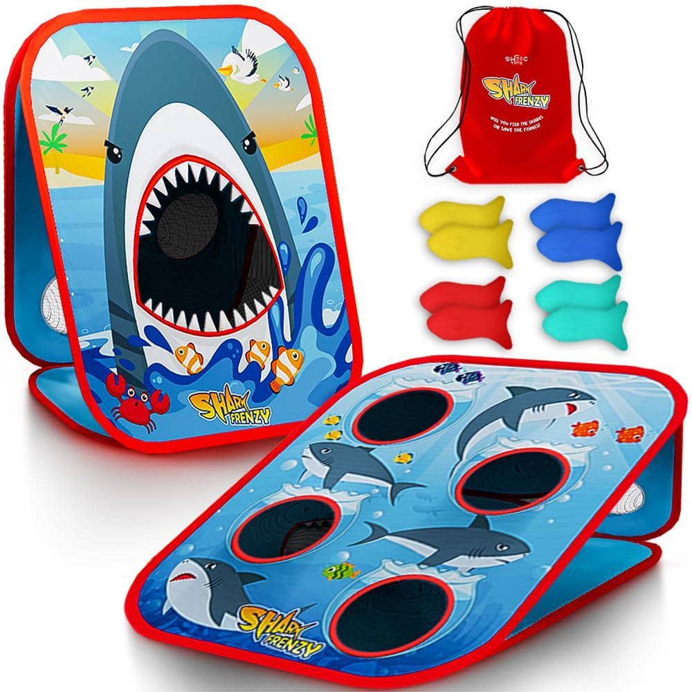 SWOOC Shark Frenzy 2-in-1 Bean Bag Toss Game for Kids with Carry