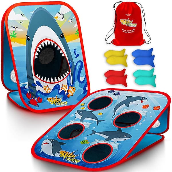 SWOOC Shark Frenzy 2-in-1 Bean Bag Toss Game for Kids with Carry Bag 5-Second Setup and Storage Kids Outside Toys 2-4