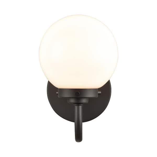 Titan Lighting Cedar 1-Light Matte Black Modern/Contemporary Sconce with Glass Shades