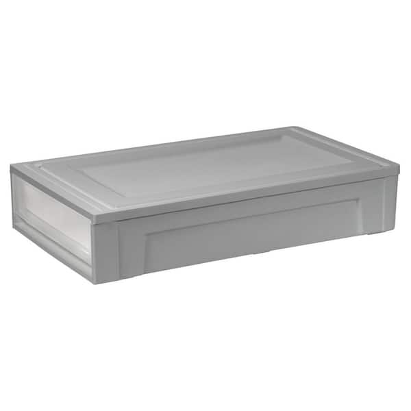 27.5 Qt./6.9 Gal. Under Bed Storage with Pullout Drawer, Gray