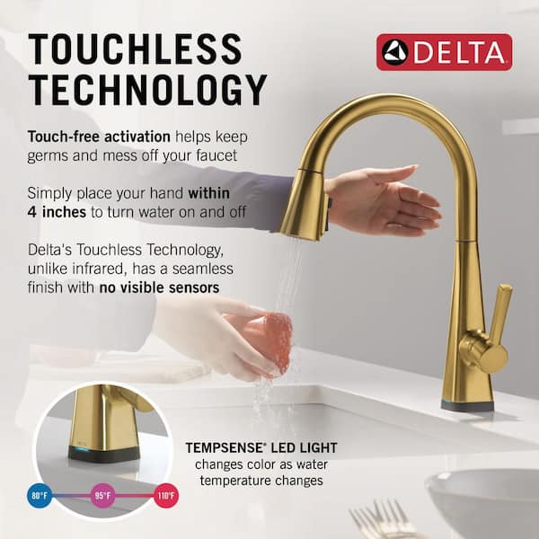 Lenta Touch/Touchless Brushed Gold 16.75 in. H Pull Down Sprayer Kitchen Faucet with 360 Degree Spout Swivel