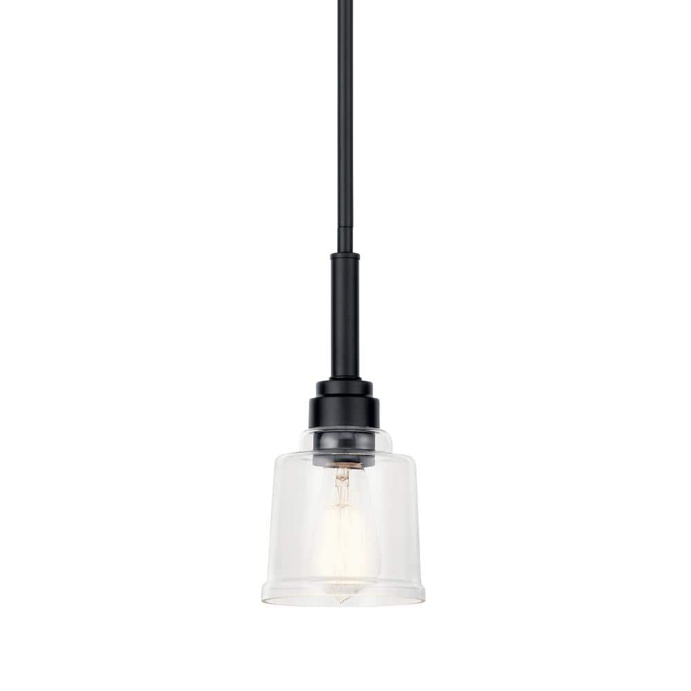 Aivian 5" Black and Clear Glass Mini Pendant Light