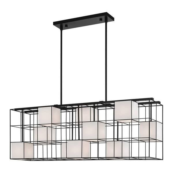 Livex Lighting Trondheim 10 Light Black Linear Chandelier