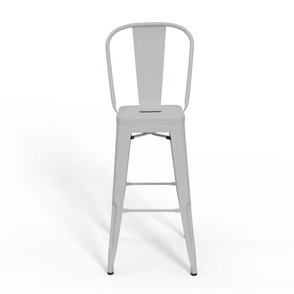 Fletcher 30" White Industrial Metal Bar Stools (Set of 2)