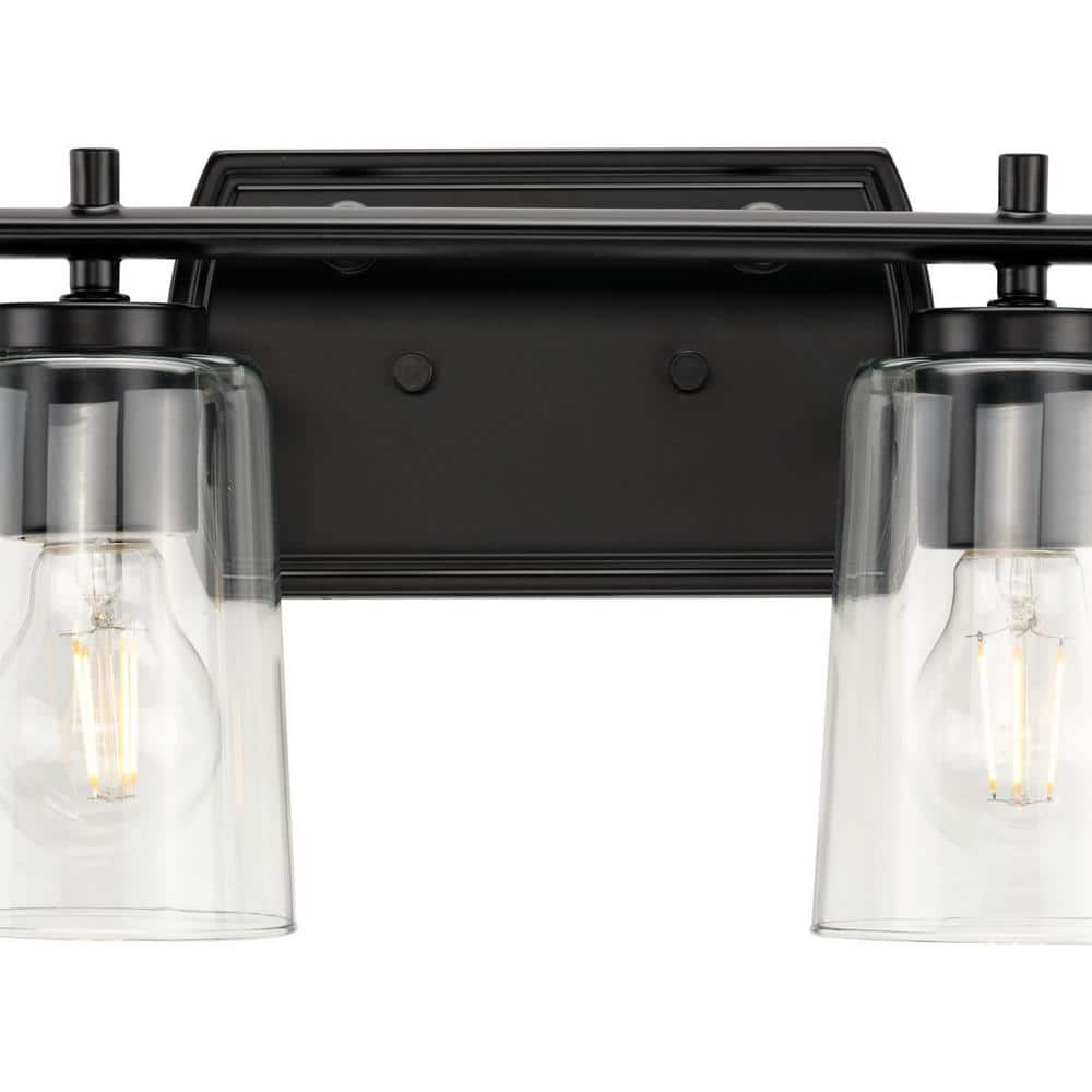 Adley 48.5" Matte Black 6-Light Vanity Fixture with Clear Glass Shades