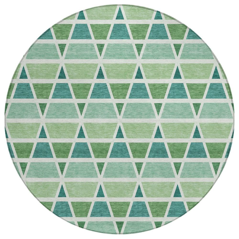 Chantille Machine Washable Indoor/Outdoor Abstract ACN2733 Teal 8 ft. x 8 ft. Round Rug price history on PriceWatchPro