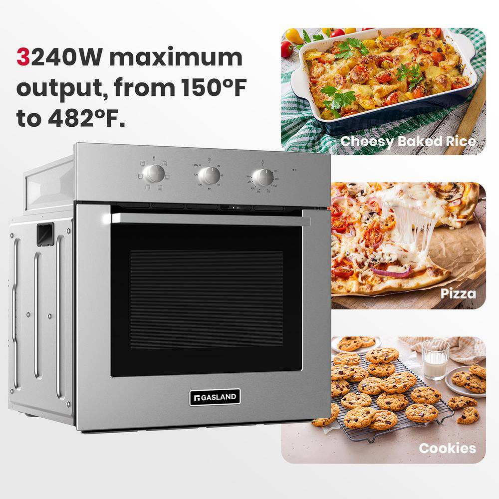 24" Stainless Steel Electric Single Wall Oven with 6 Cooking Functions