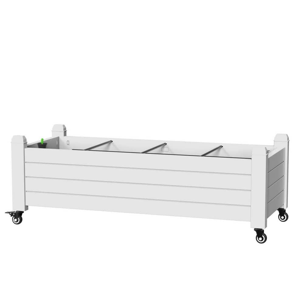 White Plastic Rectangular Plant Stand with Drain Hole and Water