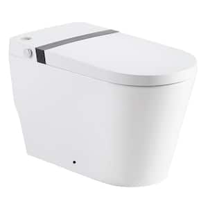 Smart Auto-Flush 1-Piece 1.32 GPF Single Flush Elongated Toilet in. White Seat Included with Remote Control