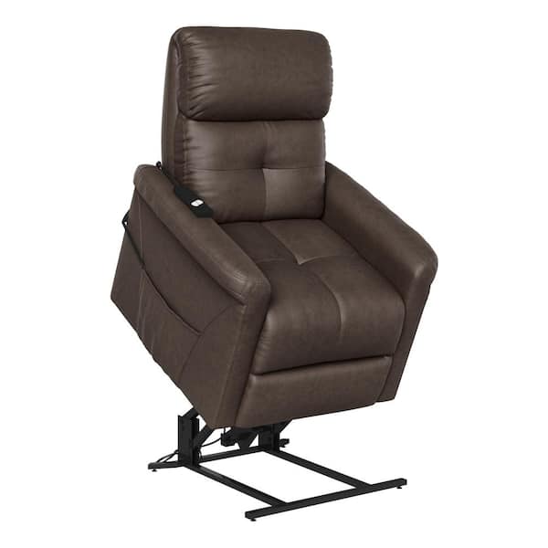 ProLounger Modern Style in Chocolate Brown Suede-like Fabric with Round Arms Power Recline and Lift Chair