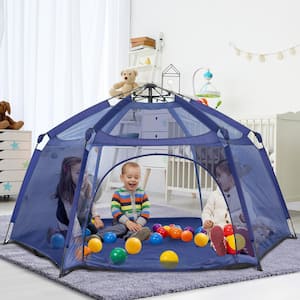 84 in. x 84 in. x 44 in. Navy Pop Up Portable Play Yard Canopy Tent, Kids Playpen Fully Enclosed Mesh Top, No Waterproof