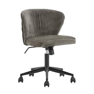 Dark Grey Curved Back Velvet Wave Pattern Office Chair