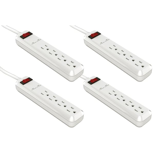Unbranded 4 ft. 6-Outlet Power Strip with 45° Angle Plug (4-Pack)