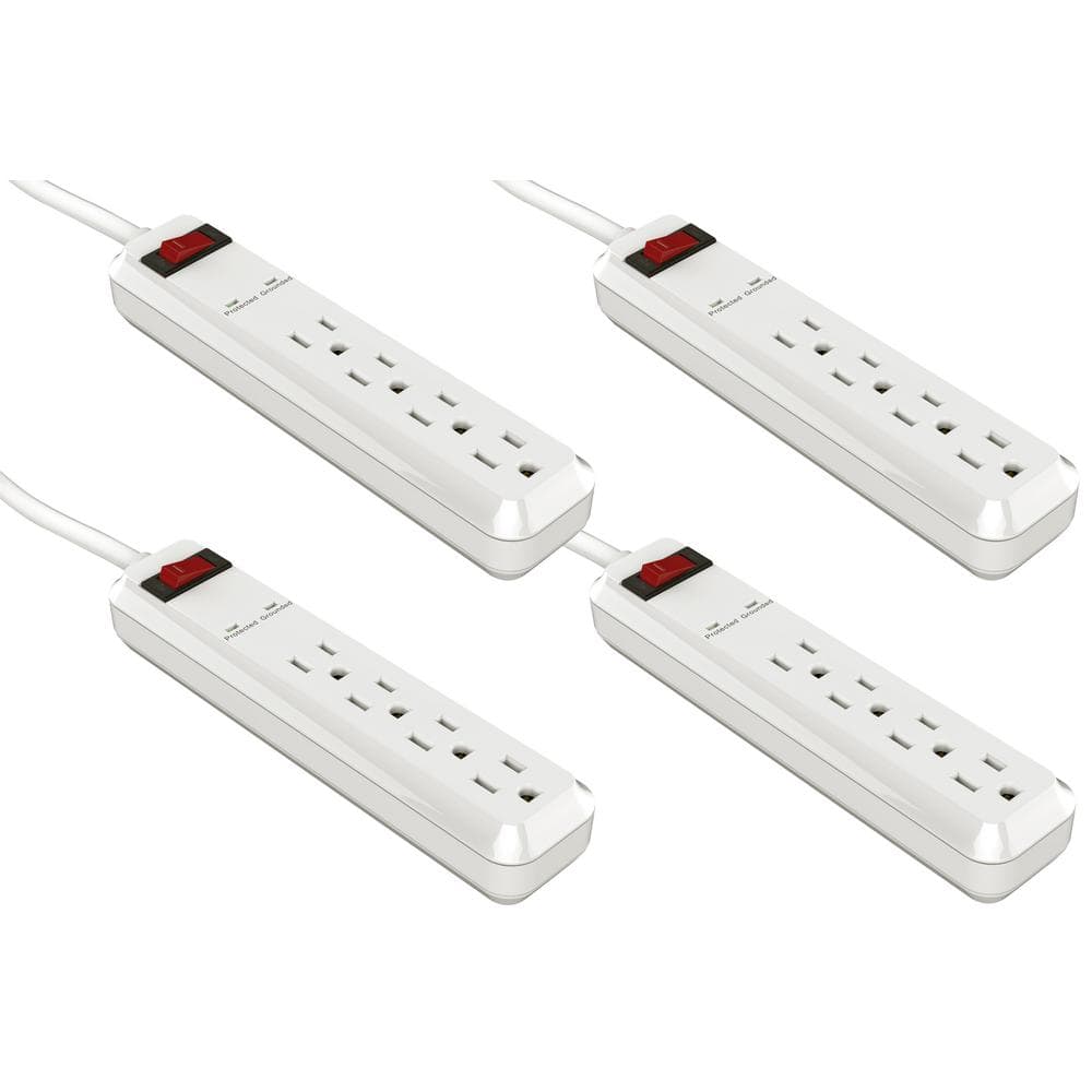 4 ft. 6-Outlet Power Strip with 45° Angle Plug (4-Pack)