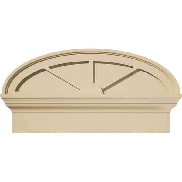 24 in. W x 12-7/8 in. H x 2-3/4 in. P Elliptical 3 Spoke Signature Urethane Combination Pediment, Primed Tan