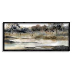Trees By Lakeside Landscape Design by Carol Robinson Framed Abstract Art Print 30 in. x 13 in.
