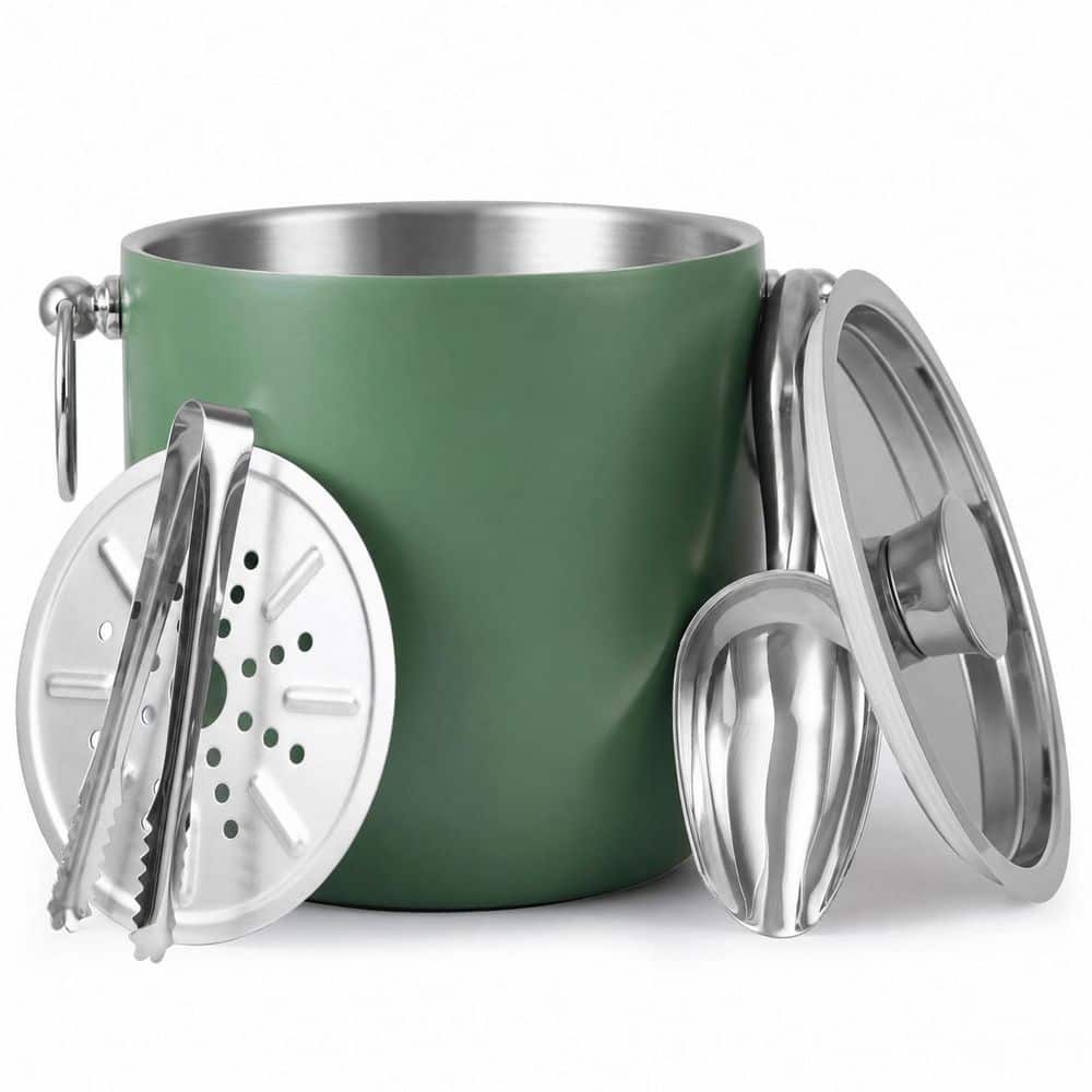 3L Green Double-Wall Stainless Steel Ice Bucket with Lid, Tongs, Scoop and Strainer price history on PriceWatchPro